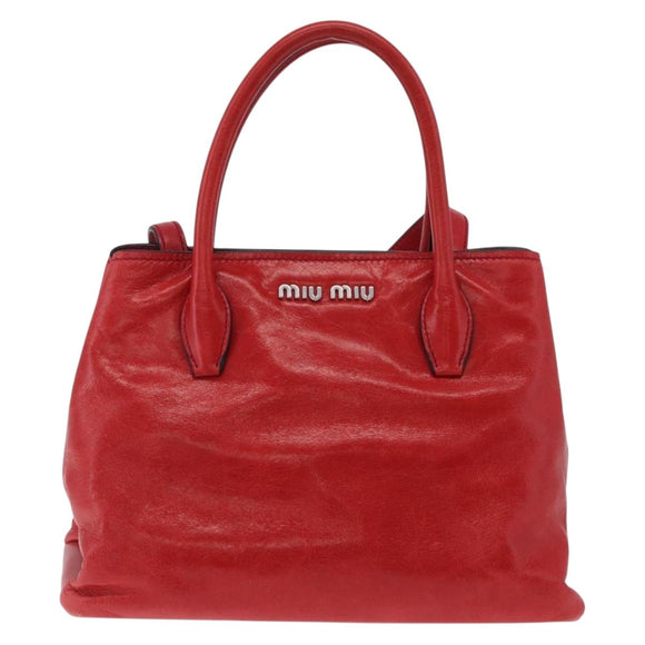 Miu Miu Hand Bag Vitellolux 2way Red Silver Auth 211199V