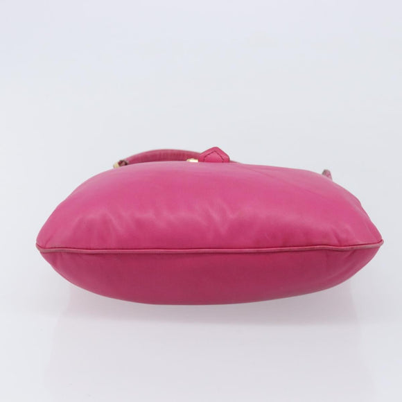 Miu Miu Shoulder Bag Leather Pink Gold Auth 211200A