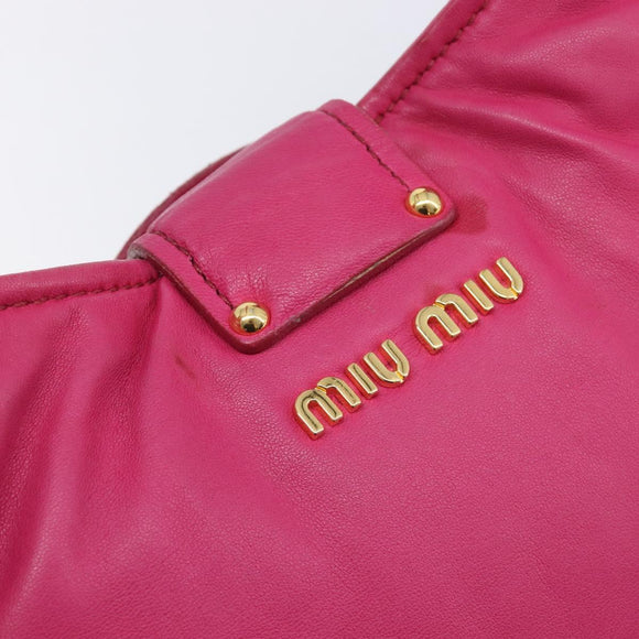 Miu Miu Shoulder Bag Leather Pink Gold Auth 211200A