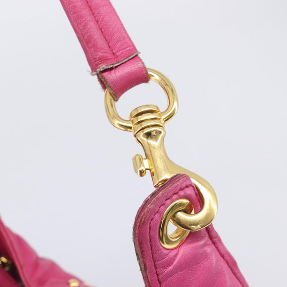 Miu Miu Shoulder Bag Leather Pink Gold Auth 211200A