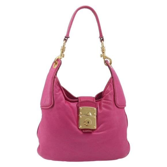 Miu Miu Shoulder Bag Leather Pink Gold Auth 211200A
