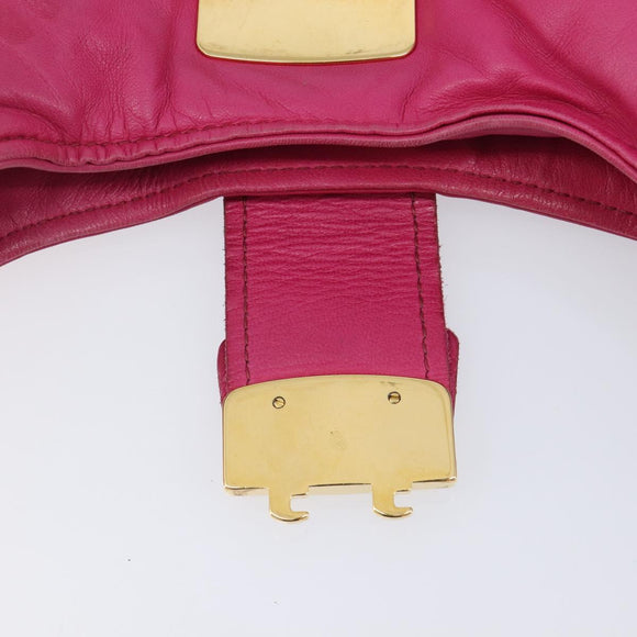 Miu Miu Shoulder Bag Leather Pink Gold Auth 211200A