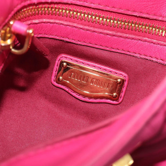 Miu Miu Shoulder Bag Leather Pink Gold Auth 211200A