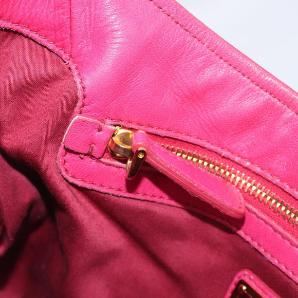 Miu Miu Shoulder Bag Leather Pink Gold Auth 211200A