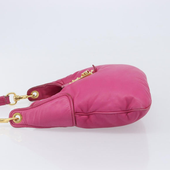 Miu Miu Shoulder Bag Leather Pink Gold Auth 211200A
