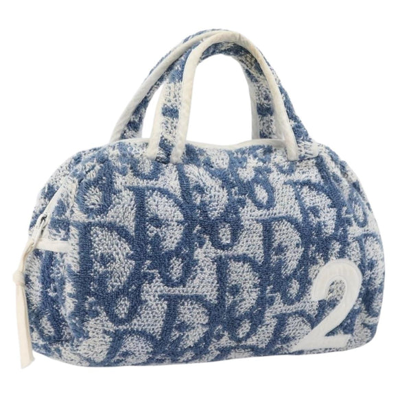 Christian Dior Pile trotter Hand Bag Blue White Auth 211202