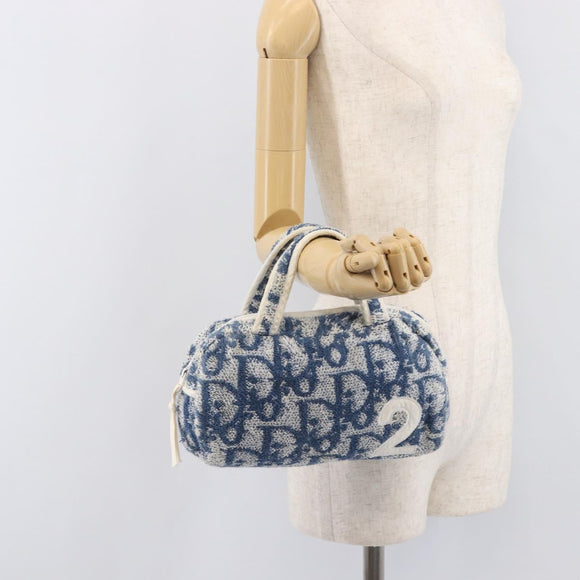 Christian Dior Pile trotter Hand Bag Blue White Auth 211202