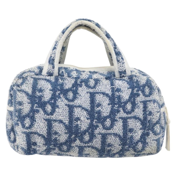 Christian Dior Pile trotter Hand Bag Blue White Auth 211202