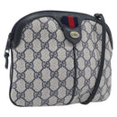 GUCCI GG Supreme Sherry Line Shoulder Bag PVC Navy Gold 904 02 047 Auth 211203-1