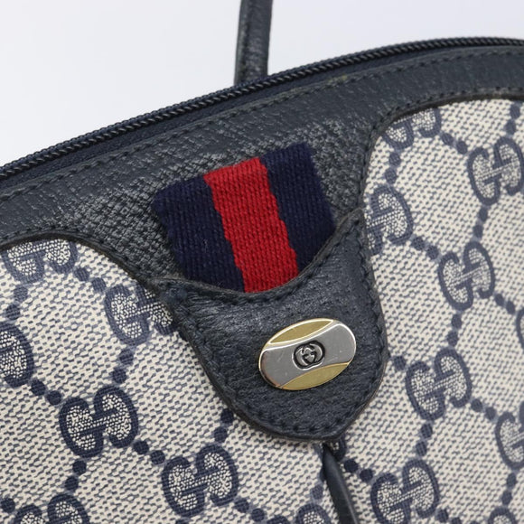 GUCCI GG Supreme Sherry Line Shoulder Bag PVC Navy Gold 904 02 047 Auth 211203