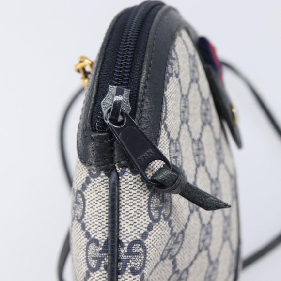 GUCCI GG Supreme Sherry Line Shoulder Bag PVC Navy Gold 904 02 047 Auth 211203