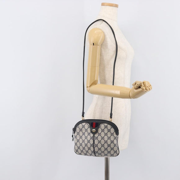 GUCCI GG Supreme Sherry Line Shoulder Bag PVC Navy Gold 904 02 047 Auth 211203
