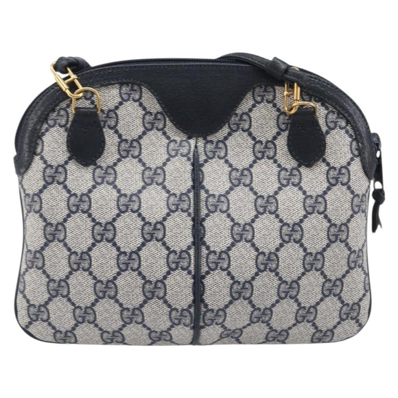 GUCCI GG Supreme Sherry Line Shoulder Bag PVC Navy Gold 904 02 047 Auth 211203