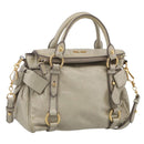 Miu Miu Hand Bag Vitellolux 2way Beige Gold Auth 211204V-1