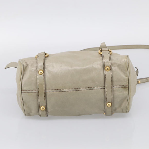 Miu Miu Hand Bag Vitellolux 2way Beige Gold Auth 211204V