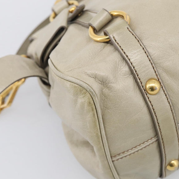 Miu Miu Hand Bag Vitellolux 2way Beige Gold Auth 211204V