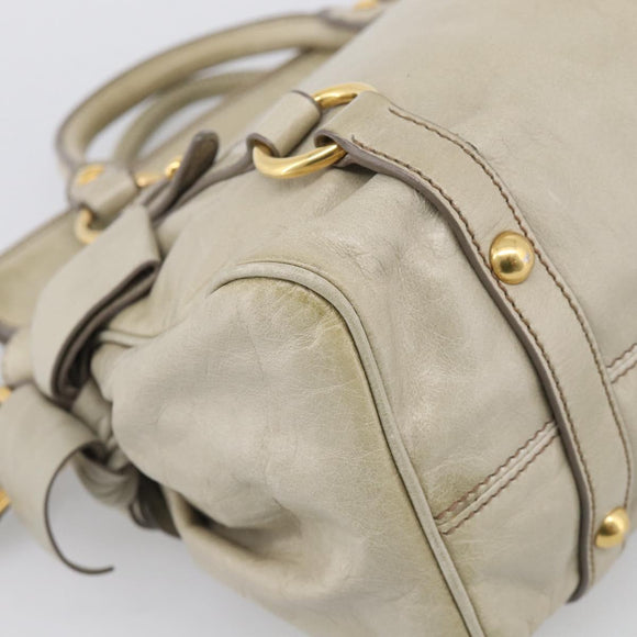 Miu Miu Hand Bag Vitellolux 2way Beige Gold Auth 211204V