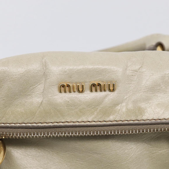 Miu Miu Hand Bag Vitellolux 2way Beige Gold Auth 211204V