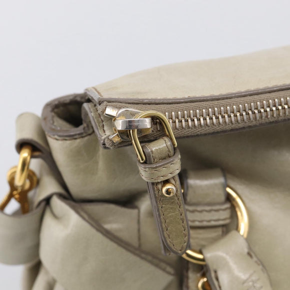 Miu Miu Hand Bag Vitellolux 2way Beige Gold Auth 211204V