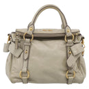 Miu Miu Hand Bag Vitellolux 2way Beige Gold Auth 211204V-2