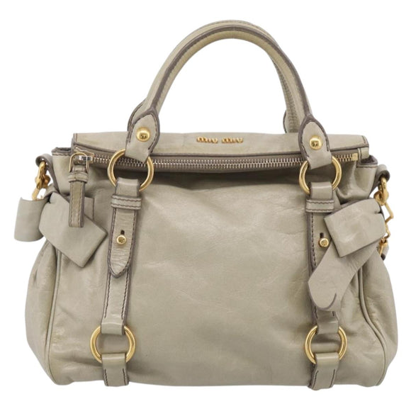 Miu Miu Hand Bag Vitellolux 2way Beige Gold Auth 211204V