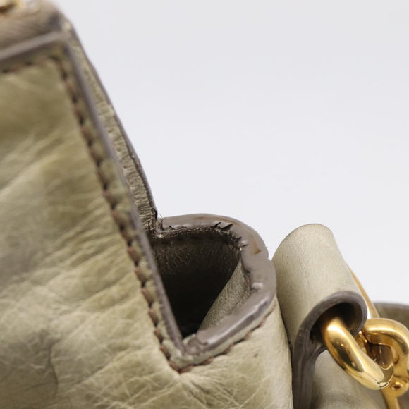 Miu Miu Hand Bag Vitellolux 2way Beige Gold Auth 211204V