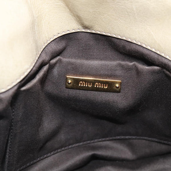 Miu Miu Hand Bag Vitellolux 2way Beige Gold Auth 211204V