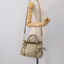 Miu Miu Hand Bag Vitellolux 2way Beige Gold Auth 211204V-27