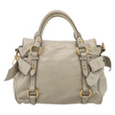 Miu Miu Hand Bag Vitellolux 2way Beige Gold Auth 211204V-3