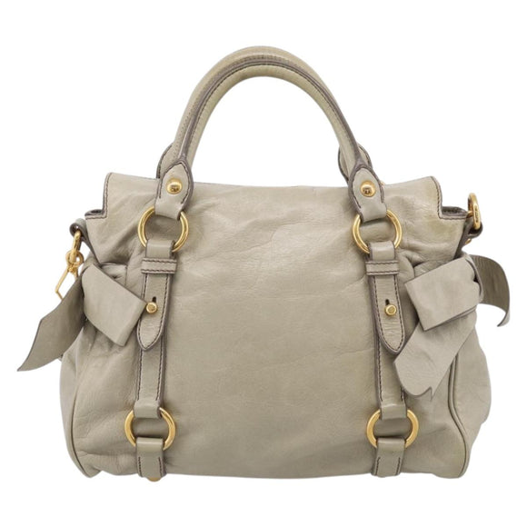 Miu Miu Hand Bag Vitellolux 2way Beige Gold Auth 211204V