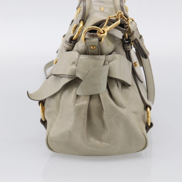 Miu Miu Hand Bag Vitellolux 2way Beige Gold Auth 211204V