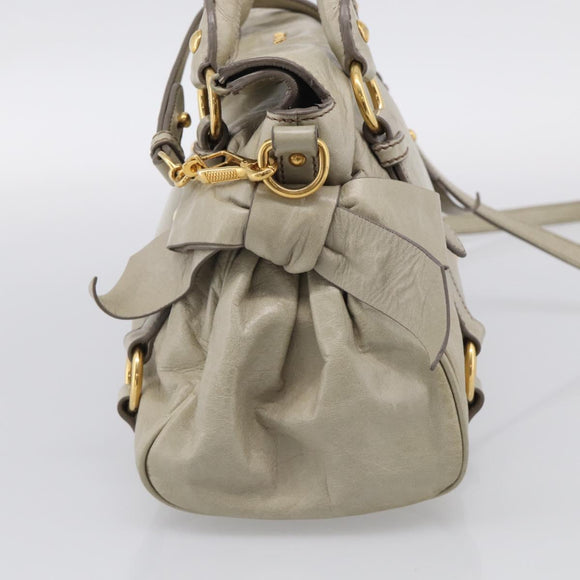 Miu Miu Hand Bag Vitellolux 2way Beige Gold Auth 211204V