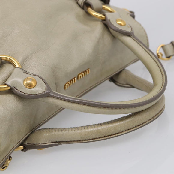 Miu Miu Hand Bag Vitellolux 2way Beige Gold Auth 211204V