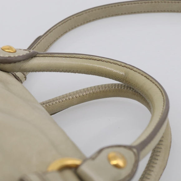 Miu Miu Hand Bag Vitellolux 2way Beige Gold Auth 211204V