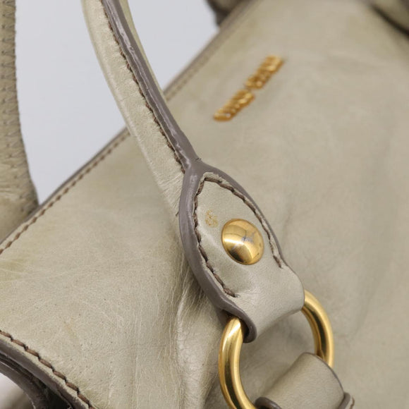 Miu Miu Hand Bag Vitellolux 2way Beige Gold Auth 211204V