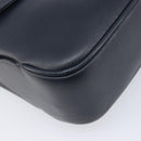 GUCCI Shoulder Bag Leather Navy Gold Auth 211207A-12