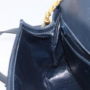 GUCCI Shoulder Bag Leather Navy Gold Auth 211207A-21