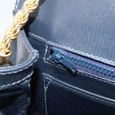 GUCCI Shoulder Bag Leather Navy Gold Auth 211207A-22