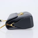 GUCCI Shoulder Bag Leather Navy Gold Auth 211207A-5