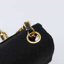 CHANEL Mini Matelasse 18 Chain Shoulder Bag Cotton Black Gold CC Auth 211216SAV-16