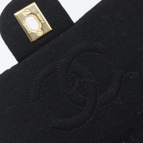 CHANEL Mini Matelasse 18 Chain Shoulder Bag Cotton Black Gold CC Auth 211216SAV
