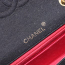CHANEL Mini Matelasse 18 Chain Shoulder Bag Cotton Black Gold CC Auth 211216SAV-20