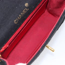 CHANEL Mini Matelasse 18 Chain Shoulder Bag Cotton Black Gold CC Auth 211216SAV-21