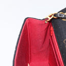 CHANEL Mini Matelasse 18 Chain Shoulder Bag Cotton Black Gold CC Auth 211216SAV-23