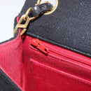 CHANEL Mini Matelasse 18 Chain Shoulder Bag Cotton Black Gold CC Auth 211216SAV-24