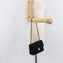 CHANEL Mini Matelasse 18 Chain Shoulder Bag Cotton Black Gold CC Auth 211216SAV-29
