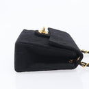 CHANEL Mini Matelasse 18 Chain Shoulder Bag Cotton Black Gold CC Auth 211216SAV-4