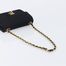 CHANEL Mini Matelasse 18 Chain Shoulder Bag Cotton Black Gold CC Auth 211216SAV-7