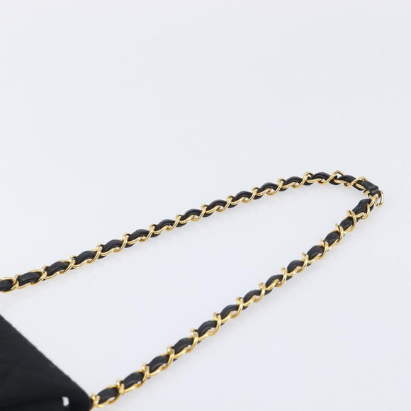 CHANEL Mini Matelasse 18 Chain Shoulder Bag Cotton Black Gold CC Auth 211216SAV