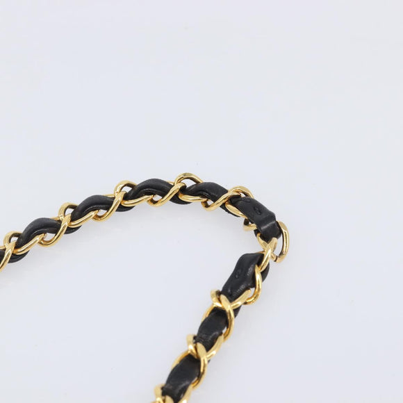 CHANEL Mini Matelasse 18 Chain Shoulder Bag Cotton Black Gold CC Auth 211216SAV